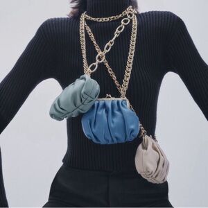 Zara Small Leather kiss lock Coin Purse in Nude